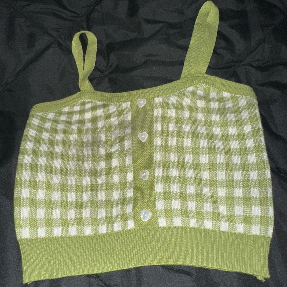 YesStyle Green and White Checkered Tank Top